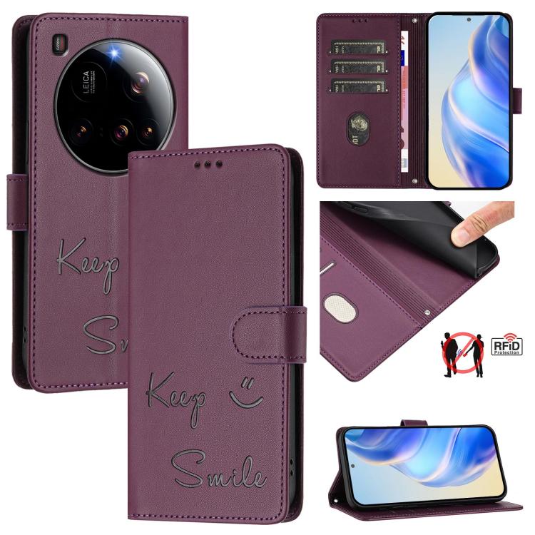 Smile Embossing RFID Leather Phone Case, For Xiaomi 17 Max 5G, For Xiaomi 17T Pro 5G, For Xiaomi Poco M7 4G 169mm, For Xiaomi Civi 5 Pro 5G, For Xiaomi 15S Pro 5G, For Xiaomi Poco M7 5G / C75 4G, For Xiaomi Poco X7 5G / Redmi Note 14 Pro 5G            ...