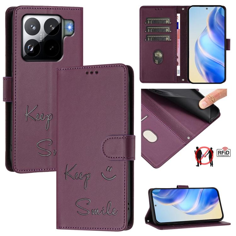 Smile Embossing RFID Leather Phone Case, For Xiaomi 17 Max 5G, For Xiaomi 17T Pro 5G, For Xiaomi Poco M7 4G 169mm, For Xiaomi Civi 5 Pro 5G, For Xiaomi 15S Pro 5G, For Xiaomi Poco M7 5G / C75 4G, For Xiaomi Poco X7 5G / Redmi Note 14 Pro 5G            ...