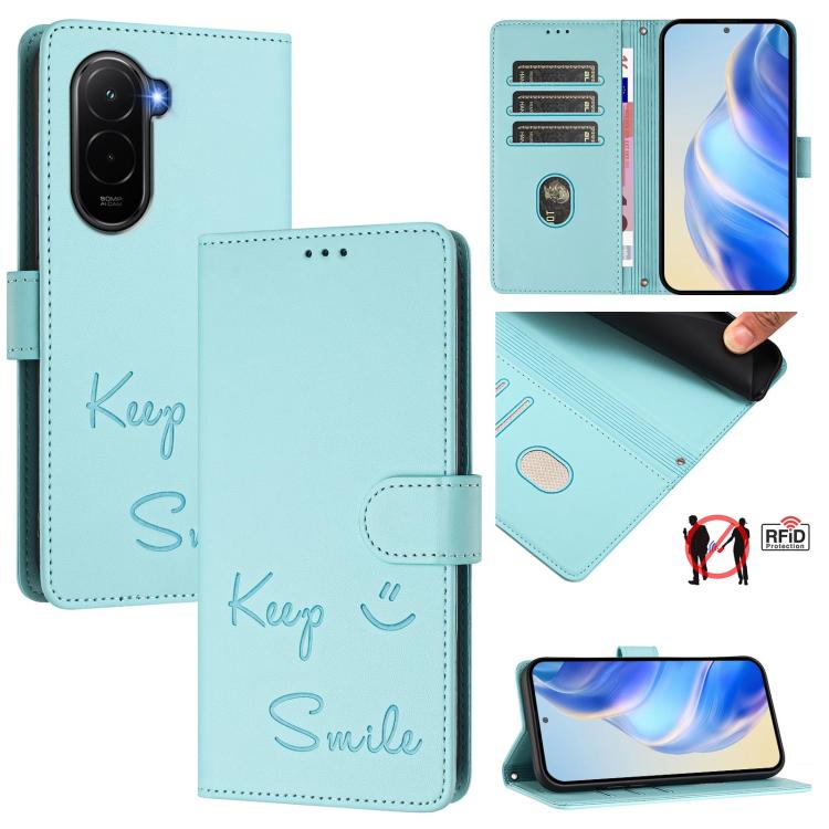 Smile Embossing RFID Leather Phone Case, For Xiaomi 17 Max 5G, For Xiaomi 17T Pro 5G, For Xiaomi Poco M7 4G 169mm, For Xiaomi Civi 5 Pro 5G, For Xiaomi 15S Pro 5G, For Xiaomi Poco M7 5G / C75 4G, For Xiaomi Poco X7 5G / Redmi Note 14 Pro 5G            ...