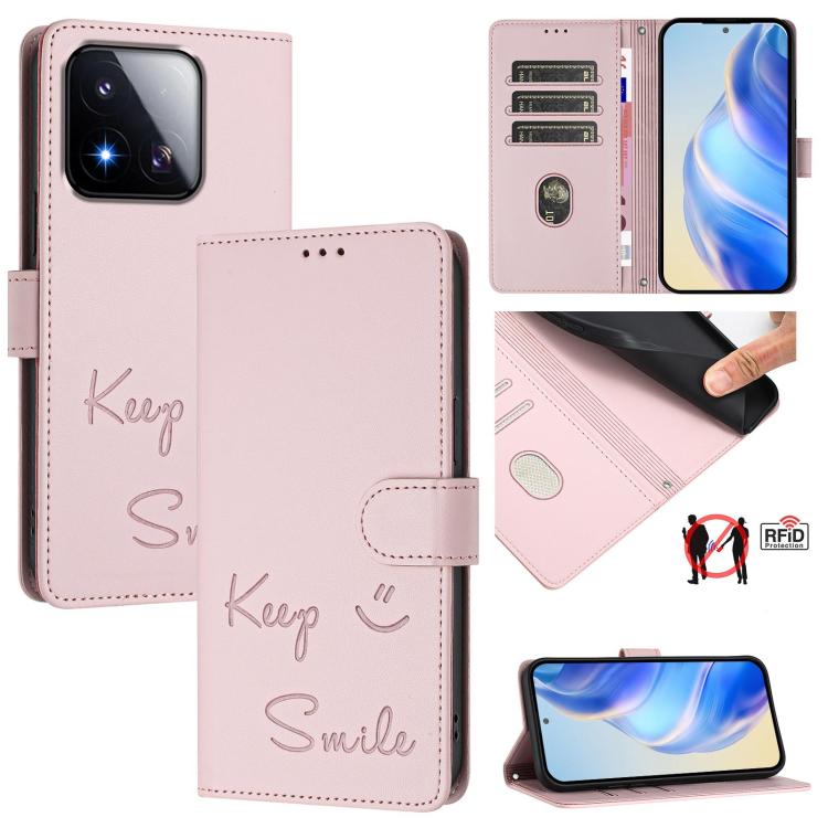 Smile Embossing RFID Leather Phone Case, For Xiaomi 17 Max 5G, For Xiaomi 17T Pro 5G, For Xiaomi Poco M7 4G 169mm, For Xiaomi Civi 5 Pro 5G, For Xiaomi 15S Pro 5G, For Xiaomi Poco M7 5G / C75 4G, For Xiaomi Poco X7 5G / Redmi Note 14 Pro 5G            ...