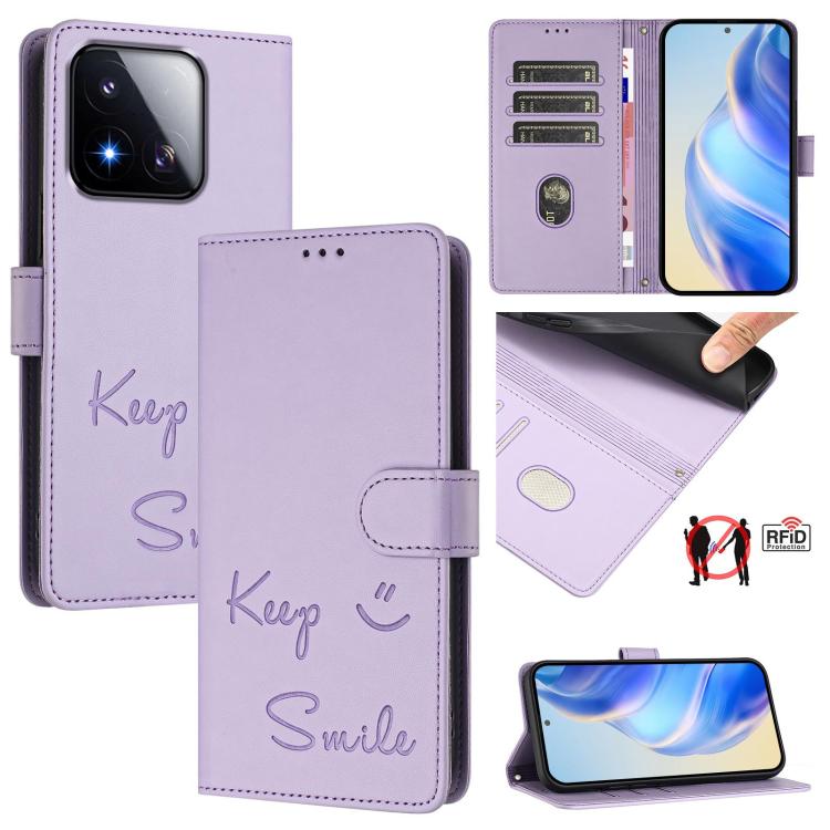 Smile Embossing RFID Leather Phone Case, For Xiaomi 17 Max 5G, For Xiaomi 17T Pro 5G, For Xiaomi Poco M7 4G 169mm, For Xiaomi Civi 5 Pro 5G, For Xiaomi 15S Pro 5G, For Xiaomi Poco M7 5G / C75 4G, For Xiaomi Poco X7 5G / Redmi Note 14 Pro 5G            ...