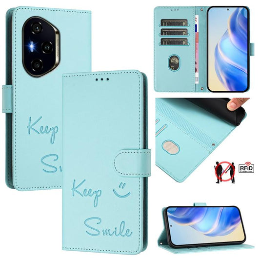 Smile Embossing RFID Leather Phone Case, For Honor 300 Pro 5G / 300 Ultra 5G, For Honor 300 5G, For Honor X9c 5G Global, For Honor 200 Smart 5G Global, For Honor X6b, For Honor 200, For Honor 200 Pro, For Honor 200 Lite Global
