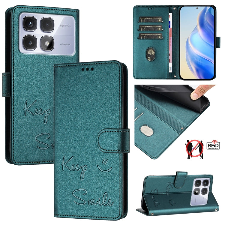 Smile Embossing RFID Leather Phone Case, For Redmi K70 Ultra 5G Global, For Redmi 13 4G / Note 13R, For Redmi A3 4G Global, For Redmi Note 13 Pro 4G Global, For Redmi Note 13 4G Global, For Redmi Note 13 Pro 5G Global, For Redmi Note 13 5G Global      ...