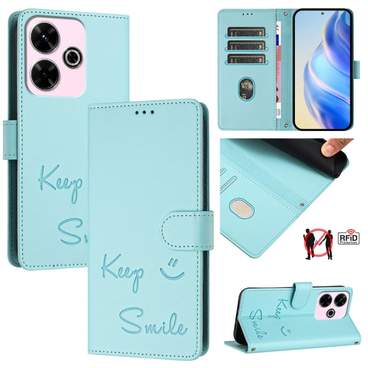Smile Embossing RFID Leather Phone Case, For Redmi K70 Ultra 5G Global, For Redmi 13 4G / Note 13R, For Redmi A3 4G Global, For Redmi Note 13 Pro 4G Global, For Redmi Note 13 4G Global, For Redmi Note 13 Pro 5G Global, For Redmi Note 13 5G Global      ...