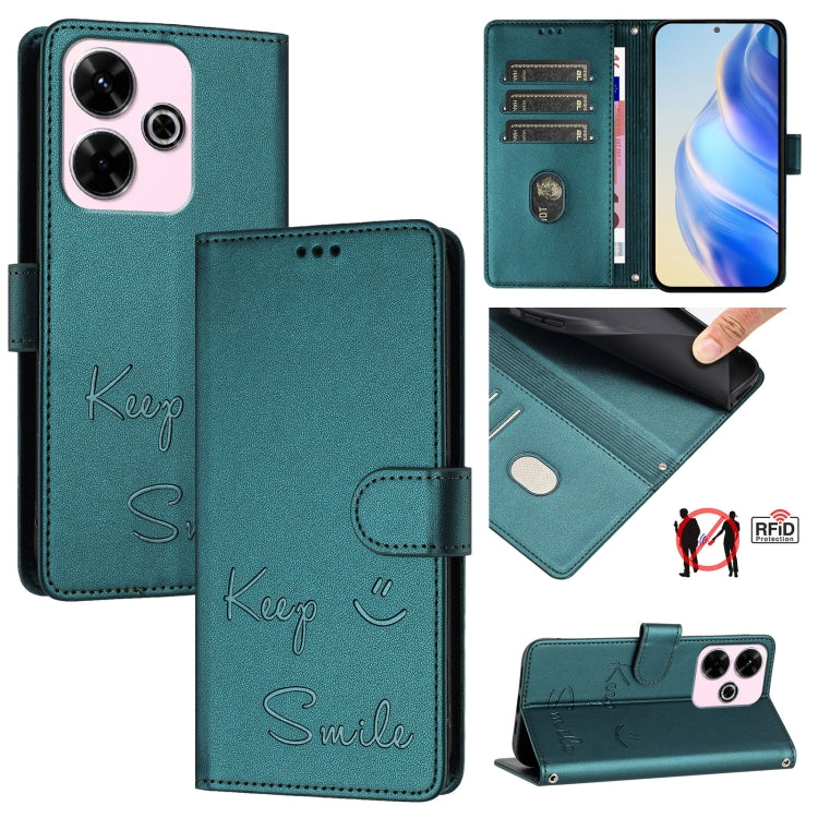 Smile Embossing RFID Leather Phone Case, For Redmi K70 Ultra 5G Global, For Redmi 13 4G / Note 13R, For Redmi A3 4G Global, For Redmi Note 13 Pro 4G Global, For Redmi Note 13 4G Global, For Redmi Note 13 Pro 5G Global, For Redmi Note 13 5G Global      ...