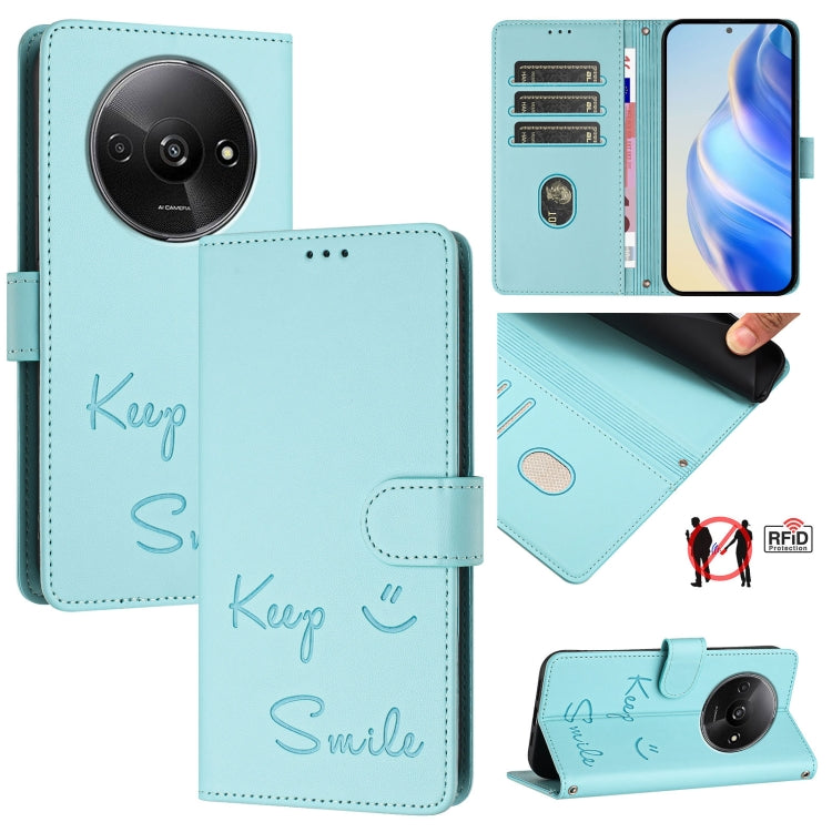 Smile Embossing RFID Leather Phone Case, For Redmi K70 Ultra 5G Global, For Redmi 13 4G / Note 13R, For Redmi A3 4G Global, For Redmi Note 13 Pro 4G Global, For Redmi Note 13 4G Global, For Redmi Note 13 Pro 5G Global, For Redmi Note 13 5G Global      ...