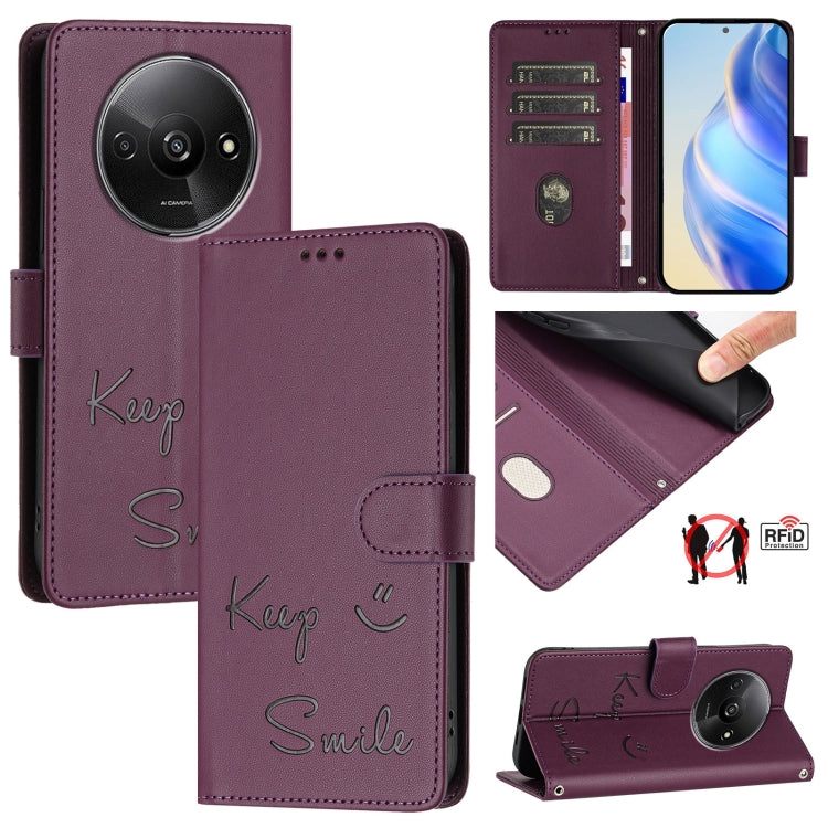 Smile Embossing RFID Leather Phone Case, For Redmi K70 Ultra 5G Global, For Redmi 13 4G / Note 13R, For Redmi A3 4G Global, For Redmi Note 13 Pro 4G Global, For Redmi Note 13 4G Global, For Redmi Note 13 Pro 5G Global, For Redmi Note 13 5G Global      ...