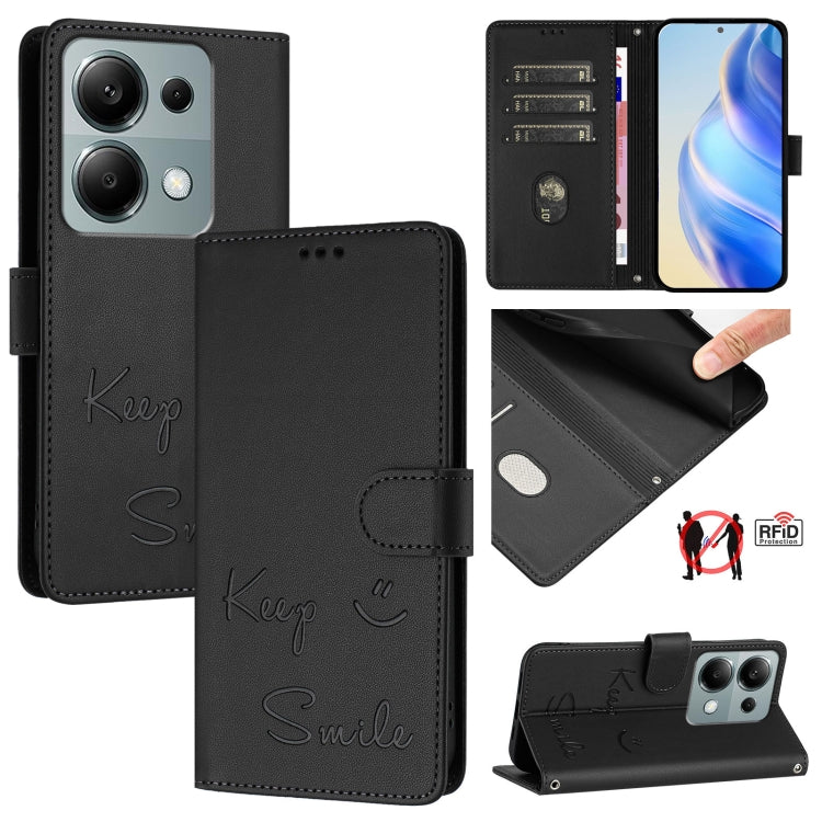 Smile Embossing RFID Leather Phone Case, For Redmi K70 Ultra 5G Global, For Redmi 13 4G / Note 13R, For Redmi A3 4G Global, For Redmi Note 13 Pro 4G Global, For Redmi Note 13 4G Global, For Redmi Note 13 Pro 5G Global, For Redmi Note 13 5G Global      ...