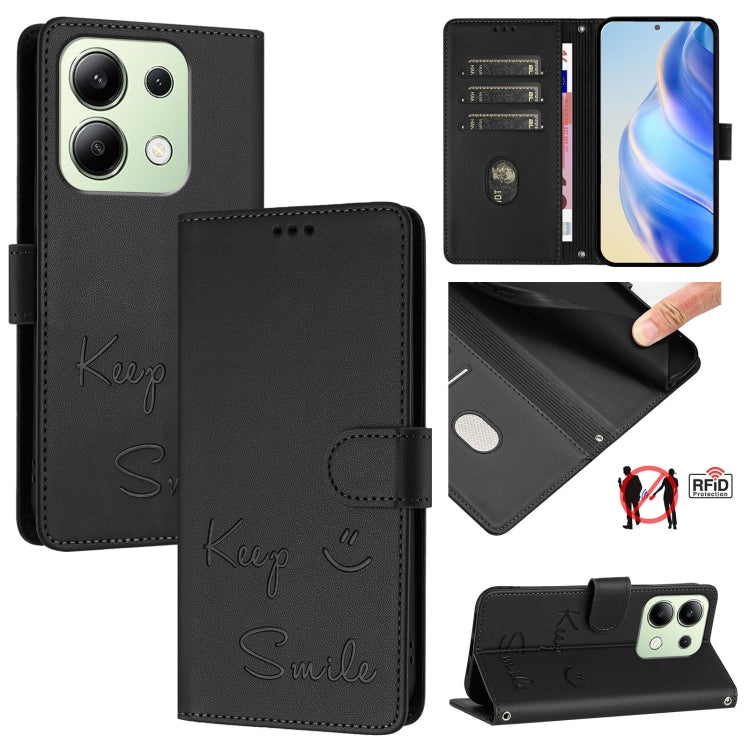 Smile Embossing RFID Leather Phone Case, For Redmi K70 Ultra 5G Global, For Redmi 13 4G / Note 13R, For Redmi A3 4G Global, For Redmi Note 13 Pro 4G Global, For Redmi Note 13 4G Global, For Redmi Note 13 Pro 5G Global, For Redmi Note 13 5G Global      ...