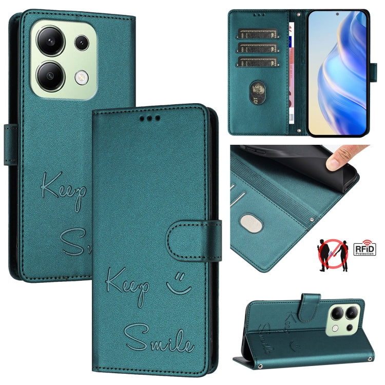 Smile Embossing RFID Leather Phone Case, For Redmi K70 Ultra 5G Global, For Redmi 13 4G / Note 13R, For Redmi A3 4G Global, For Redmi Note 13 Pro 4G Global, For Redmi Note 13 4G Global, For Redmi Note 13 Pro 5G Global, For Redmi Note 13 5G Global      ...