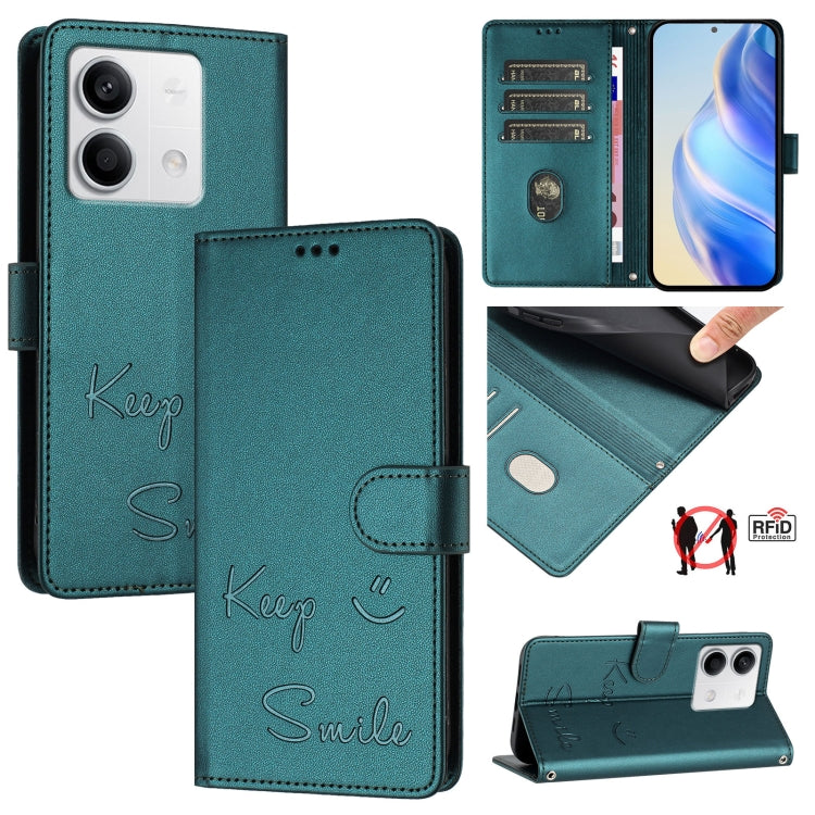 Smile Embossing RFID Leather Phone Case, For Redmi K70 Ultra 5G Global, For Redmi 13 4G / Note 13R, For Redmi A3 4G Global, For Redmi Note 13 Pro 4G Global, For Redmi Note 13 4G Global, For Redmi Note 13 Pro 5G Global, For Redmi Note 13 5G Global      ...