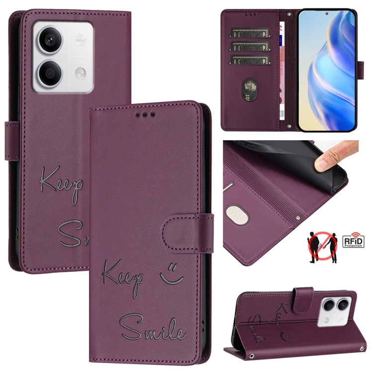 Smile Embossing RFID Leather Phone Case, For Redmi K70 Ultra 5G Global, For Redmi 13 4G / Note 13R, For Redmi A3 4G Global, For Redmi Note 13 Pro 4G Global, For Redmi Note 13 4G Global, For Redmi Note 13 Pro 5G Global, For Redmi Note 13 5G Global      ...