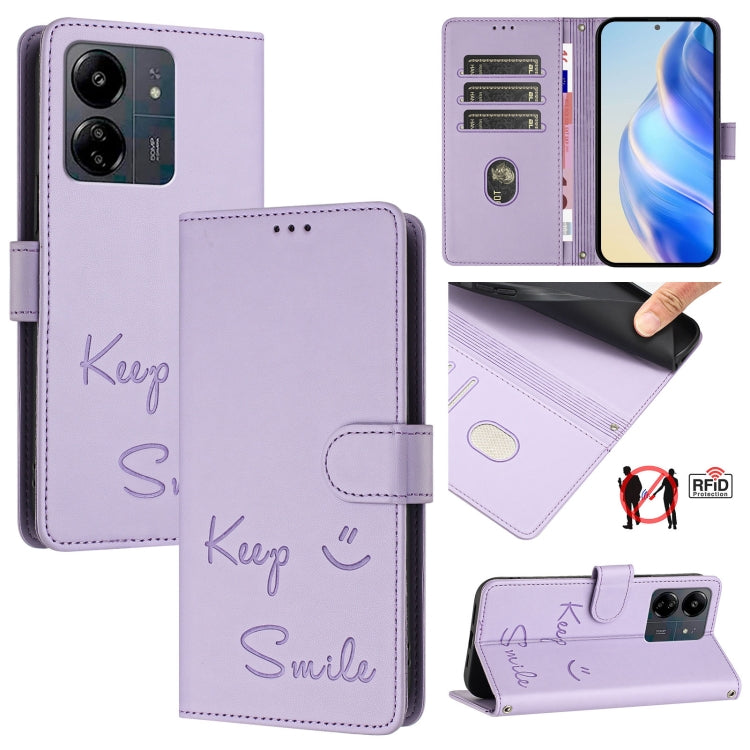 Smile Embossing RFID Leather Phone Case, For Redmi K70 Ultra 5G Global, For Redmi 13 4G / Note 13R, For Redmi A3 4G Global, For Redmi Note 13 Pro 4G Global, For Redmi Note 13 4G Global, For Redmi Note 13 Pro 5G Global, For Redmi Note 13 5G Global      ...