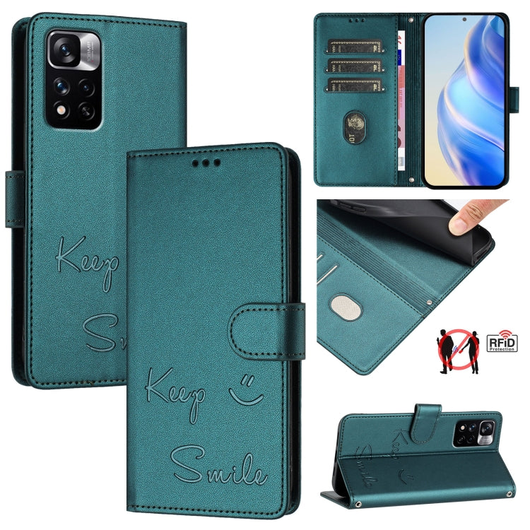 Smile Embossing RFID Leather Phone Case, For Redmi Note 10 4G / Note 10S, For Redmi Note 11 Pro 5G / 4G Global, For Redmi Note 11 Pro+ 5G EU, For Redmi 10C / Redmi 10 2022 India, For Redmi Note 11S 5G, For Redmi 10A / 9C, For Redmi 10 / Redmi 10 2022  ...