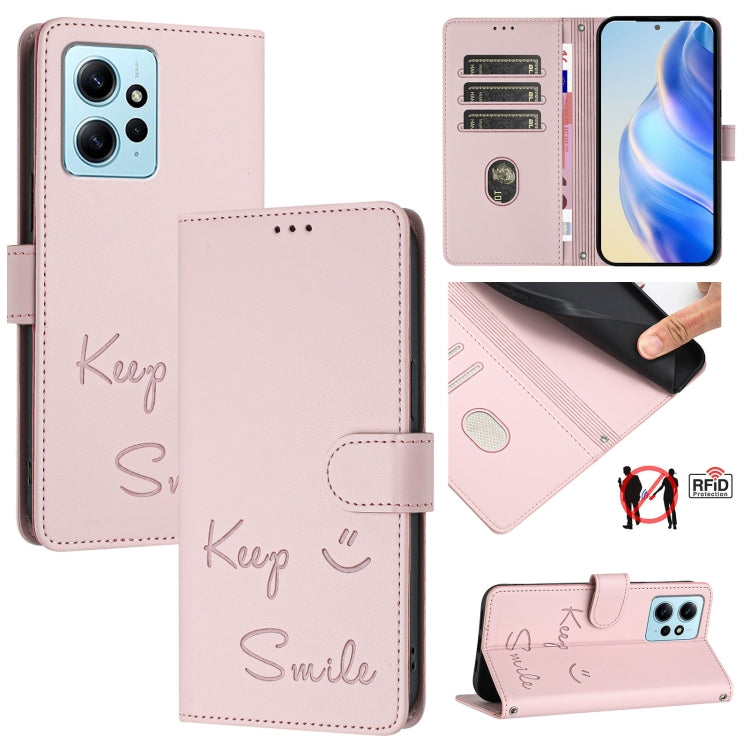 Smile Embossing RFID Leather Phone Case, For Redmi Note 12S 4G, For Redmi Note 11S / Note 11 Global, For Redmi A1+ / A2+, For Redmi Note 12 4G Global, For Redmi A1 / A2, For Redmi Note 12 Pro+ 5G Global / India, For Redmi Note 12 Explorer              ...
