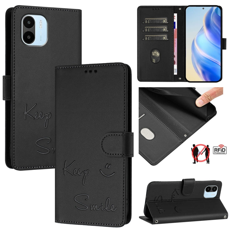 Smile Embossing RFID Leather Phone Case, For Redmi Note 12S 4G, For Redmi Note 11S / Note 11 Global, For Redmi A1+ / A2+, For Redmi Note 12 4G Global, For Redmi A1 / A2, For Redmi Note 12 Pro+ 5G Global / India, For Redmi Note 12 Explorer              ...