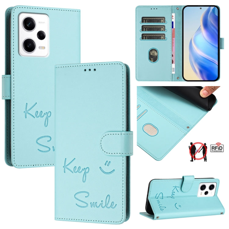 Smile Embossing RFID Leather Phone Case, For Redmi Note 12 Pro Speed, For Redmi Note 12 5G Global / India, For Redmi 12C / 11A, For Redmi 11 Prime 5G / Redmi 10 5G, For Redmi 10 Prime+ 5G India, For Redmi Note 11R / Note 11E, For Redmi K50 Ultra       ...