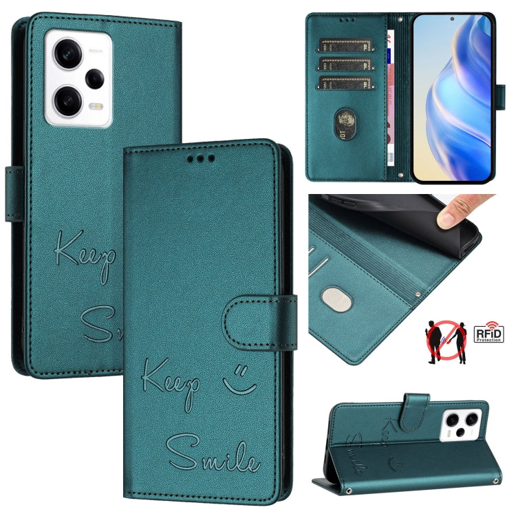 Smile Embossing RFID Leather Phone Case, For Redmi Note 12 Pro Speed, For Redmi Note 12 5G Global / India, For Redmi 12C / 11A, For Redmi 11 Prime 5G / Redmi 10 5G, For Redmi 10 Prime+ 5G India, For Redmi Note 11R / Note 11E, For Redmi K50 Ultra       ...