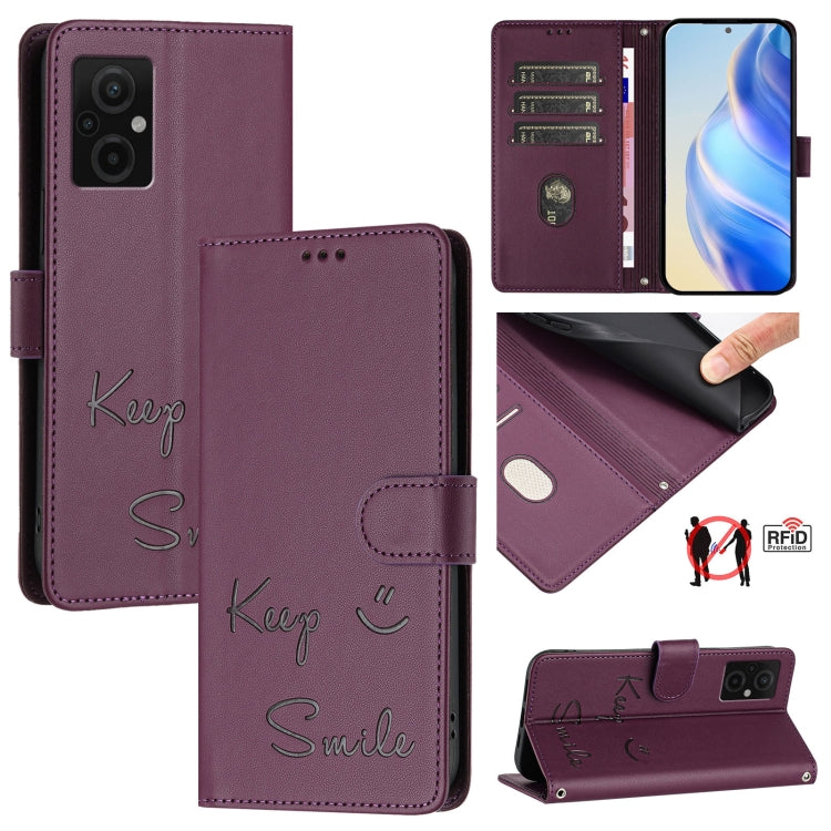 Smile Embossing RFID Leather Phone Case, For Redmi Note 12 Pro Speed, For Redmi Note 12 5G Global / India, For Redmi 12C / 11A, For Redmi 11 Prime 5G / Redmi 10 5G, For Redmi 10 Prime+ 5G India, For Redmi Note 11R / Note 11E, For Redmi K50 Ultra       ...