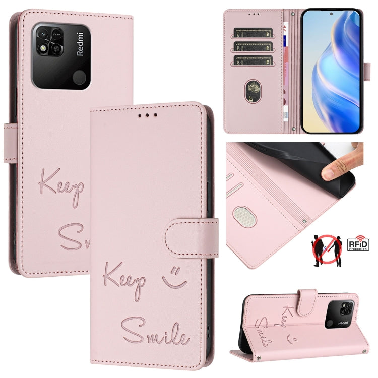 Smile Embossing RFID Leather Phone Case, For Redmi Note 10 4G / Note 10S, For Redmi Note 11 Pro 5G / 4G Global, For Redmi Note 11 Pro+ 5G EU, For Redmi 10C / Redmi 10 2022 India, For Redmi Note 11S 5G, For Redmi 10A / 9C, For Redmi 10 / Redmi 10 2022  ...