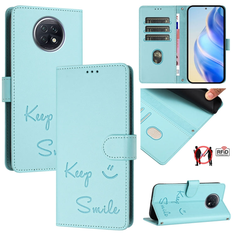 Smile Embossing RFID Leather Phone Case, For Redmi K40 / K40 Pro, For Redmi Note 10 Pro / Note 10 Pro Max, For Redmi Note 10 Pro India, For Redmi Note 9T Global