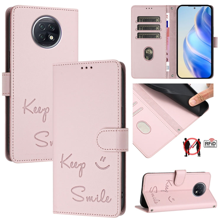 Smile Embossing RFID Leather Phone Case, For Redmi K40 / K40 Pro, For Redmi Note 10 Pro / Note 10 Pro Max, For Redmi Note 10 Pro India, For Redmi Note 9T Global