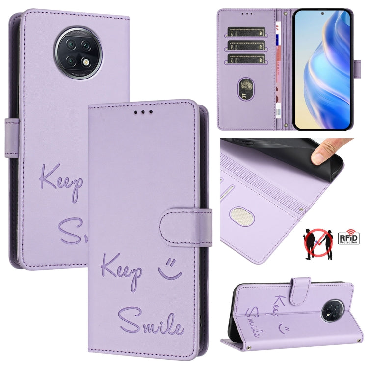 Smile Embossing RFID Leather Phone Case, For Redmi K40 / K40 Pro, For Redmi Note 10 Pro / Note 10 Pro Max, For Redmi Note 10 Pro India, For Redmi Note 9T Global