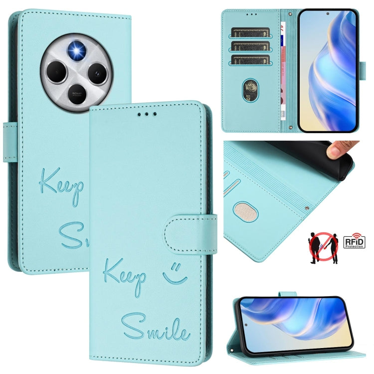 Smile Embossing RFID Leather Phone Case, For Redmi Note 15 Pro 5G Global 163.6mm, For Redmi 15 5G / 4G EU 171mm, For Redmi K80 5G / K80 Pro 5G, For Redmi Note 14 Pro 4G, For Redmi Note 14 4G 163.25mm, For Redmi Note 14 5G                               ...