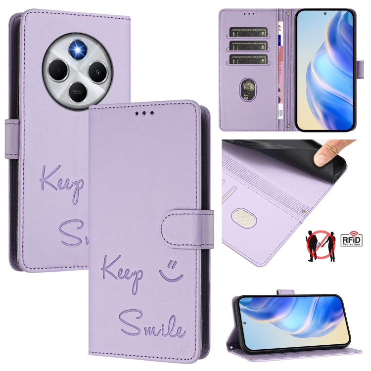 Smile Embossing RFID Leather Phone Case, For Redmi Note 15 Pro 5G Global 163.6mm, For Redmi 15 5G / 4G EU 171mm, For Redmi K80 5G / K80 Pro 5G, For Redmi Note 14 Pro 4G, For Redmi Note 14 4G 163.25mm, For Redmi Note 14 5G                               ...