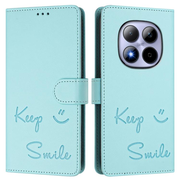 Smile Embossing RFID Leather Phone Case, For Redmi Note 15 Pro 5G Global 163.6mm, For Redmi 15 5G / 4G EU 171mm, For Redmi K80 5G / K80 Pro 5G, For Redmi Note 14 Pro 4G, For Redmi Note 14 4G 163.25mm, For Redmi Note 14 5G                               ...