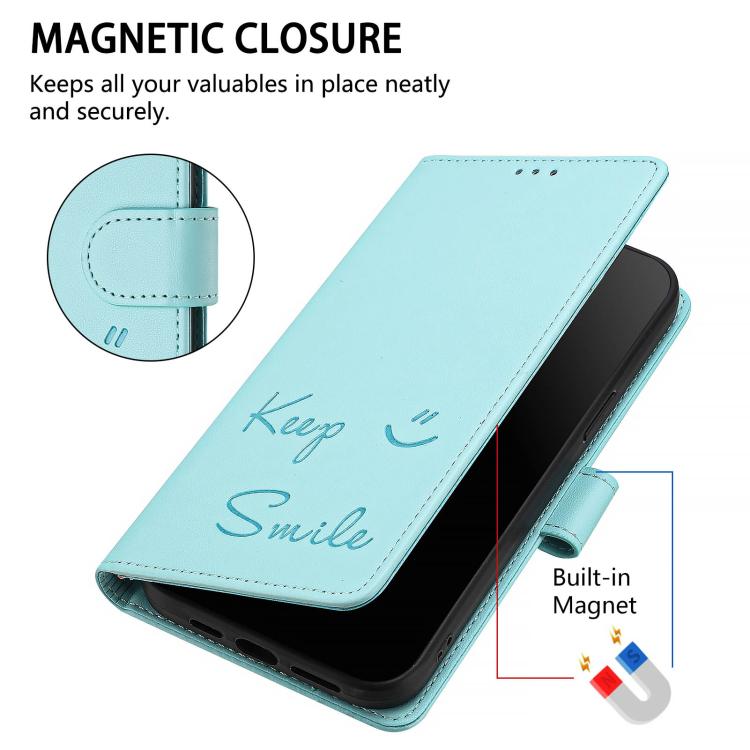 Smile Embossing RFID Leather Phone Case, For Redmi Note 15 Pro 5G Global 163.6mm, For Redmi 15 5G / 4G EU 171mm, For Redmi K80 5G / K80 Pro 5G, For Redmi Note 14 Pro 4G, For Redmi Note 14 4G 163.25mm, For Redmi Note 14 5G                               ...
