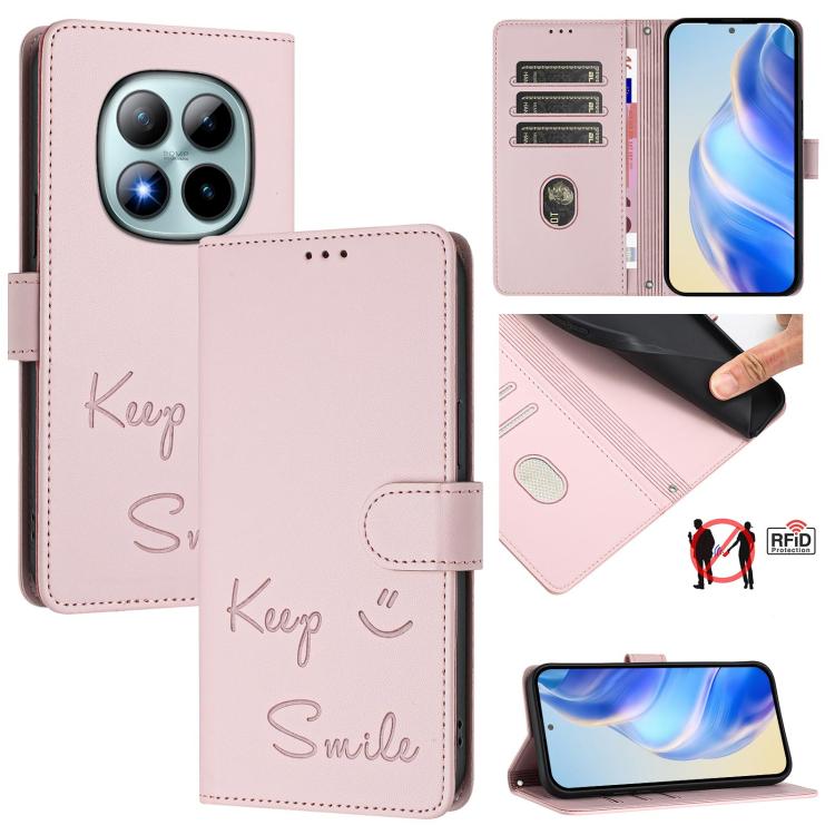 Smile Embossing RFID Leather Phone Case, For Redmi A7 / A5 4G 171mm / Poco C71, For Redmi K90 Max 5G, For Redmi A7 Pro 171mm / Poco C85x 5G / C81, For Redmi 15a 5G, For Redmi Turbo 5 Max / Poco X8 Pro Max, For Redmi Turbo 5 5G Global / Poco X8 Pro 5G  ...
