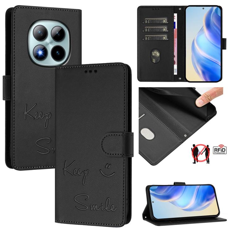 Smile Embossing RFID Leather Phone Case, For Redmi A7 / A5 4G 171mm / Poco C71, For Redmi K90 Max 5G, For Redmi A7 Pro 171mm / Poco C85x 5G / C81, For Redmi 15a 5G, For Redmi Turbo 5 Max / Poco X8 Pro Max, For Redmi Turbo 5 5G Global / Poco X8 Pro 5G  ...