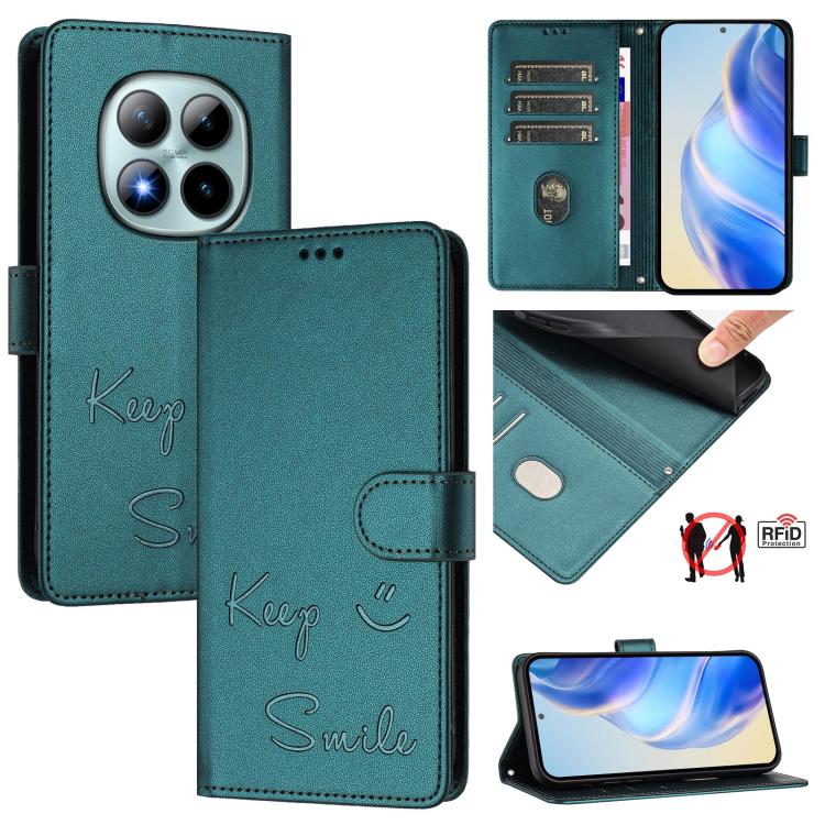 Smile Embossing RFID Leather Phone Case, For Redmi A7 / A5 4G 171mm / Poco C71, For Redmi K90 Max 5G, For Redmi A7 Pro 171mm / Poco C85x 5G / C81, For Redmi 15a 5G, For Redmi Turbo 5 Max / Poco X8 Pro Max, For Redmi Turbo 5 5G Global / Poco X8 Pro 5G  ...
