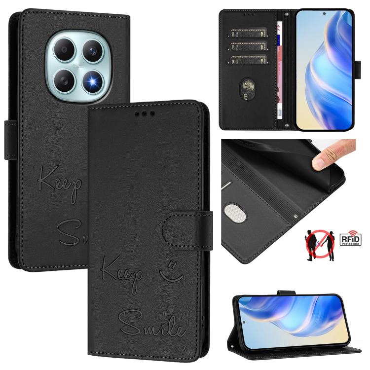 Smile Embossing RFID Leather Phone Case, For Redmi A7 / A5 4G 171mm / Poco C71, For Redmi K90 Max 5G, For Redmi A7 Pro 171mm / Poco C85x 5G / C81, For Redmi 15a 5G, For Redmi Turbo 5 Max / Poco X8 Pro Max, For Redmi Turbo 5 5G Global / Poco X8 Pro 5G  ...