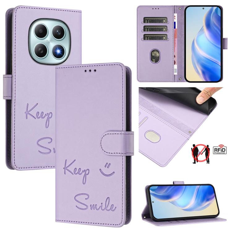 Smile Embossing RFID Leather Phone Case, For Redmi A7 / A5 4G 171mm / Poco C71, For Redmi K90 Max 5G, For Redmi A7 Pro 171mm / Poco C85x 5G / C81, For Redmi 15a 5G, For Redmi Turbo 5 Max / Poco X8 Pro Max, For Redmi Turbo 5 5G Global / Poco X8 Pro 5G  ...