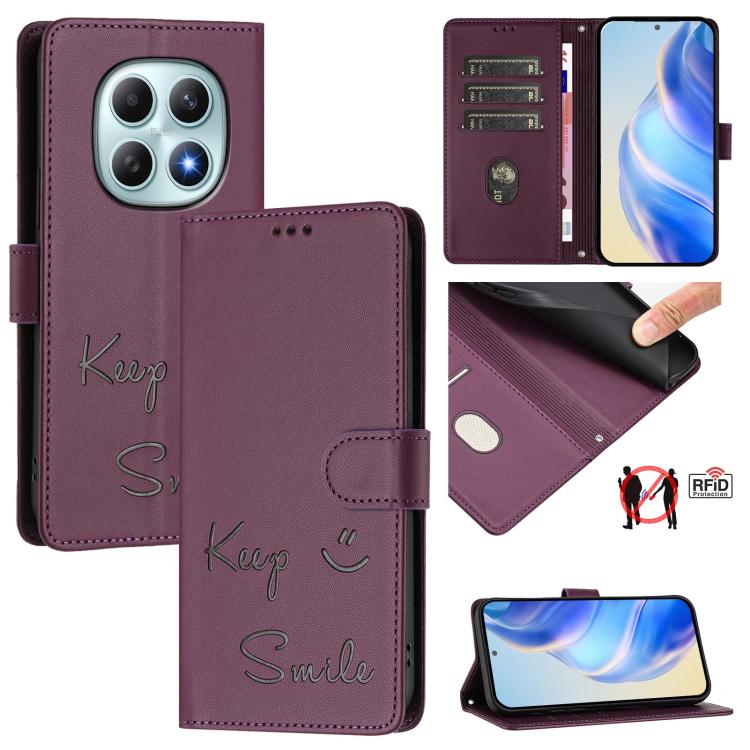 Smile Embossing RFID Leather Phone Case, For Redmi A7 / A5 4G 171mm / Poco C71, For Redmi K90 Max 5G, For Redmi A7 Pro 171mm / Poco C85x 5G / C81, For Redmi 15a 5G, For Redmi Turbo 5 Max / Poco X8 Pro Max, For Redmi Turbo 5 5G Global / Poco X8 Pro 5G  ...