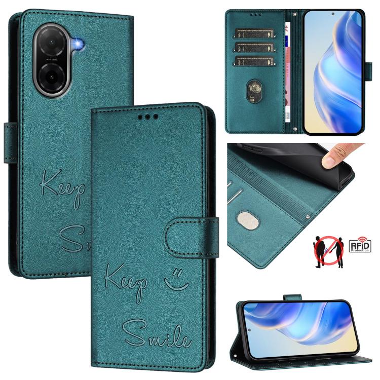 Smile Embossing RFID Leather Phone Case, For Redmi A7 / A5 4G 171mm / Poco C71, For Redmi K90 Max 5G, For Redmi A7 Pro 171mm / Poco C85x 5G / C81, For Redmi 15a 5G, For Redmi Turbo 5 Max / Poco X8 Pro Max, For Redmi Turbo 5 5G Global / Poco X8 Pro 5G  ...