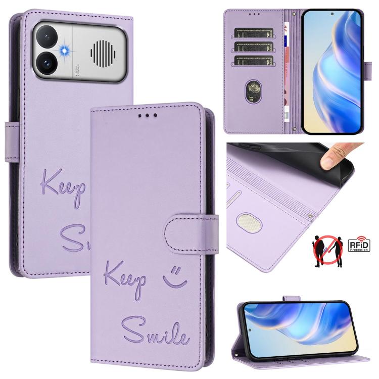 Smile Embossing RFID Leather Phone Case, For Redmi A7 / A5 4G 171mm / Poco C71, For Redmi K90 Max 5G, For Redmi A7 Pro 171mm / Poco C85x 5G / C81, For Redmi 15a 5G, For Redmi Turbo 5 Max / Poco X8 Pro Max, For Redmi Turbo 5 5G Global / Poco X8 Pro 5G  ...