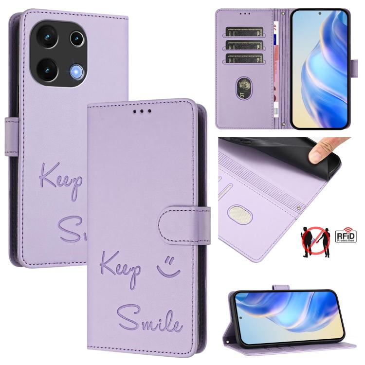 Smile Embossing RFID Leather Phone Case, For UMIDIGI G100x 5G / 4G, For UMIDIGI G100 Pro, For UMIDIGI Note 100, For Umidigi Note 90, For Umidigi A15 / A15C / A15T, For Umidigi G9 5G, For Umidigi Bison X20, For Umidigi Power 7 / 7S
