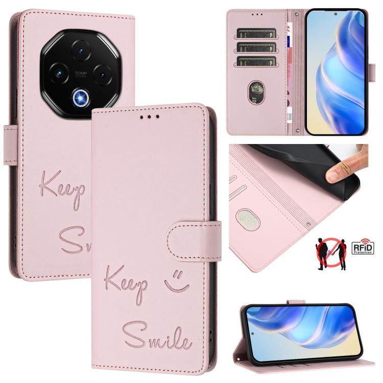 Smile Embossing RFID Leather Phone Case, For UMIDIGI G100x 5G / 4G, For UMIDIGI G100 Pro, For UMIDIGI Note 100, For Umidigi Note 90, For Umidigi A15 / A15C / A15T, For Umidigi G9 5G, For Umidigi Bison X20, For Umidigi Power 7 / 7S