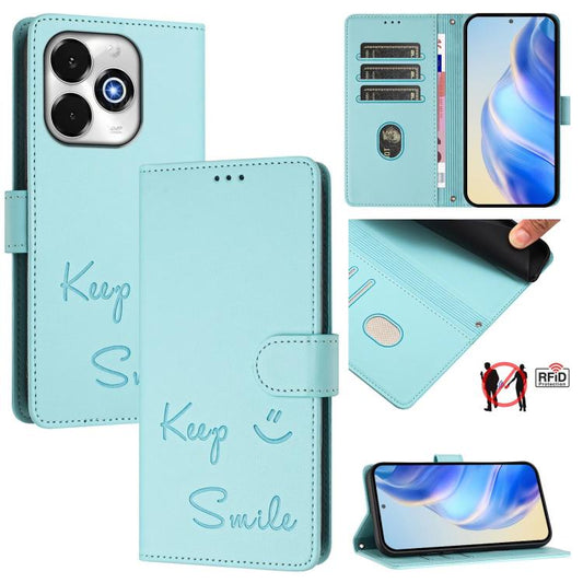 Smile Embossing RFID Leather Phone Case, For UMIDIGI G100x 5G / 4G, For UMIDIGI G100 Pro, For UMIDIGI Note 100, For Umidigi Note 90, For Umidigi A15 / A15C / A15T, For Umidigi G9 5G, For Umidigi Bison X20, For Umidigi Power 7 / 7S