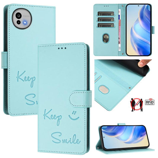 Smile Embossing RFID Leather Phone Case, For Sharp Aquos wish6, For Sharp Aquos R11, For Sharp Aquos Sense10, For Sharp Basio Active3, For Sharp Aquos Sense9 Plus, For Sharp Aquos Sense9, For Sharp Aquos R9 Pro, For Sharp Aquos wish4