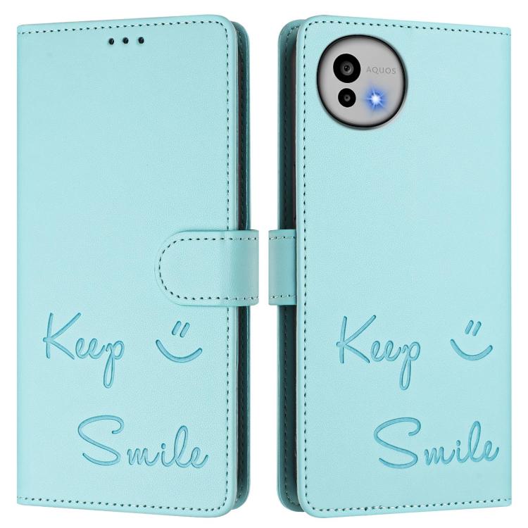 Smile Embossing RFID Leather Phone Case, For Sharp Aquos wish6, For Sharp Aquos R11, For Sharp Aquos Sense10, For Sharp Basio Active3, For Sharp Aquos Sense9 Plus, For Sharp Aquos Sense9, For Sharp Aquos R9 Pro, For Sharp Aquos wish4