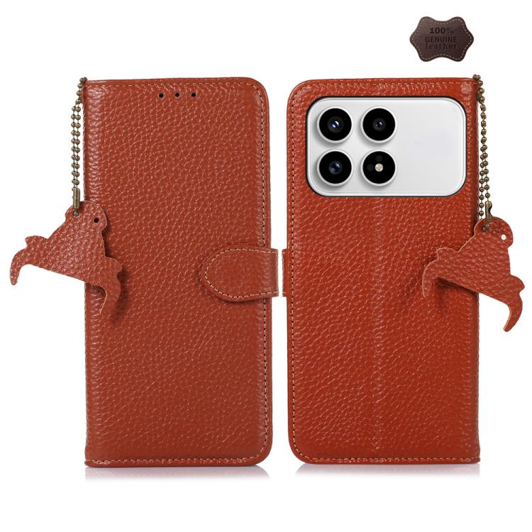 Genuine Leather Litchi Texture RFID Leather Phone Case, For Redmi A7 Pro 171mm/Poco C85x 5G, For Redmi Turbo 5 Max / Poco X8 Pro Max, For Redmi Turbo 5 5G / Poco X8 Pro 5G, For Redmi Note 15 5G Global 164mm, For Redmi K90 Pro Max/Poco F8 Ultra         ...