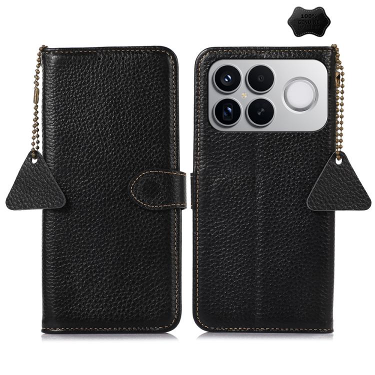 Genuine Leather Litchi Texture RFID Leather Phone Case, For Redmi A7 Pro 171mm/Poco C85x 5G, For Redmi Turbo 5 Max / Poco X8 Pro Max, For Redmi Turbo 5 5G / Poco X8 Pro 5G, For Redmi Note 15 5G Global 164mm, For Redmi K90 Pro Max/Poco F8 Ultra         ...