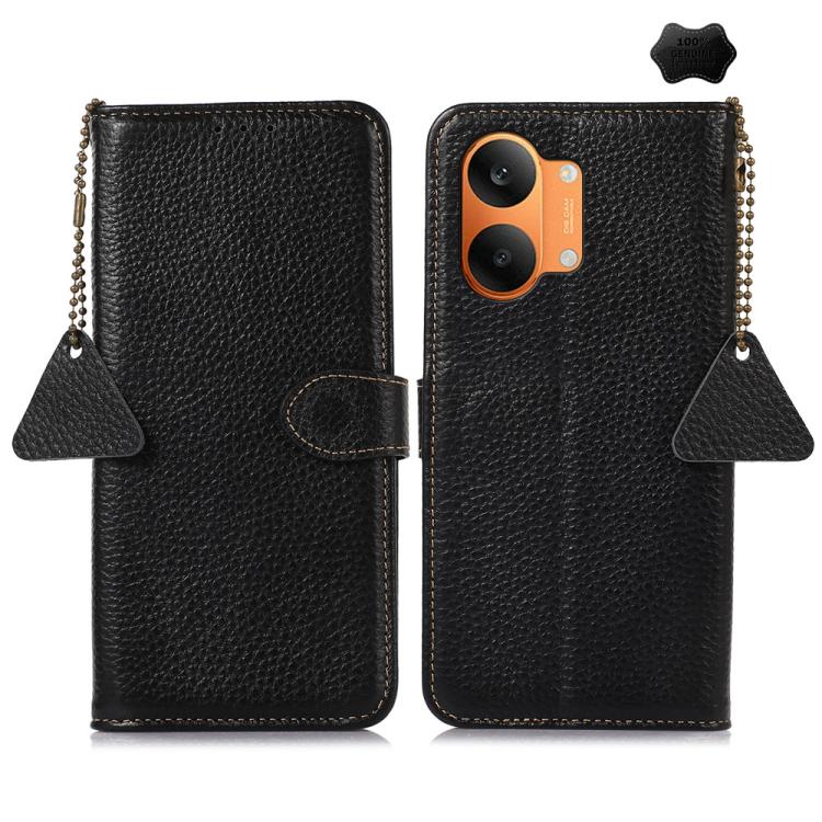 Genuine Leather Litchi Texture RFID Leather Phone Case, For Redmi A7 Pro 171mm/Poco C85x 5G, For Redmi Turbo 5 Max / Poco X8 Pro Max, For Redmi Turbo 5 5G / Poco X8 Pro 5G, For Redmi Note 15 5G Global 164mm, For Redmi K90 Pro Max/Poco F8 Ultra         ...