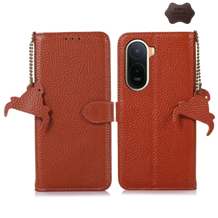 Genuine Leather Litchi Texture RFID Leather Phone Case, For Redmi A7 Pro 171mm/Poco C85x 5G, For Redmi Turbo 5 Max / Poco X8 Pro Max, For Redmi Turbo 5 5G / Poco X8 Pro 5G, For Redmi Note 15 5G Global 164mm, For Redmi K90 Pro Max/Poco F8 Ultra         ...