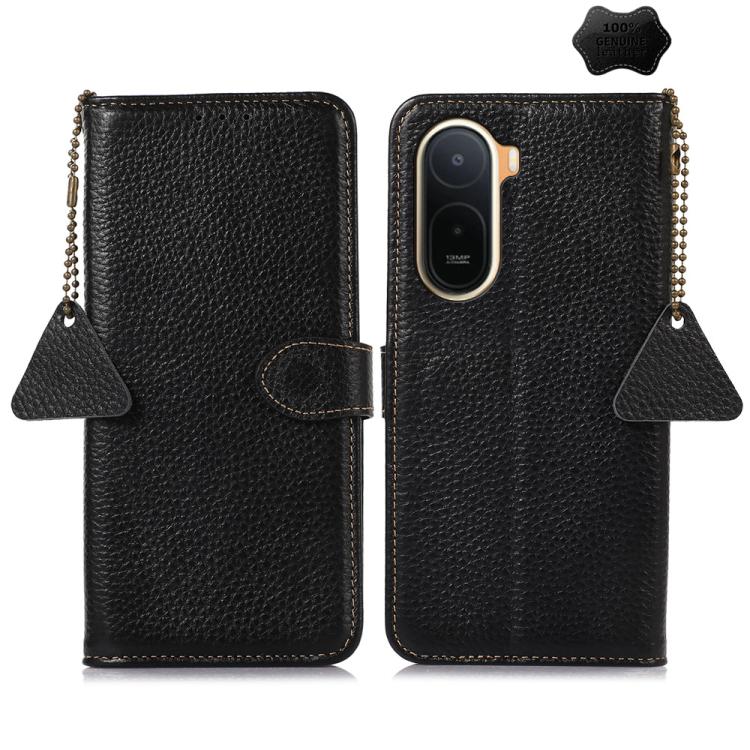 Genuine Leather Litchi Texture RFID Leather Phone Case, For Redmi A7 Pro 171mm/Poco C85x 5G, For Redmi Turbo 5 Max / Poco X8 Pro Max, For Redmi Turbo 5 5G / Poco X8 Pro 5G, For Redmi Note 15 5G Global 164mm, For Redmi K90 Pro Max/Poco F8 Ultra         ...