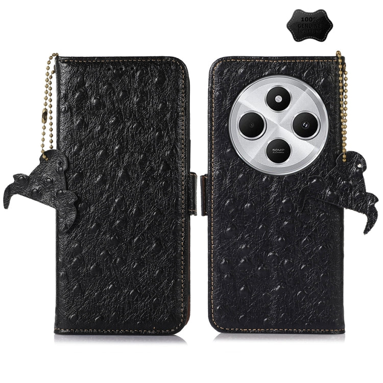 Ostrich Pattern Genuine Leather RFID Phone Case, For Redmi A7 Pro 171mm/Poco C85x 5G, For Redmi Turbo 5 Max / Poco X8 Pro Max, For Redmi Turbo 5 5G / Poco X8 Pro 5G, For Redmi Note 15 5G Global 164mm, For Redmi K90 Pro Max/Poco F8 Ultra                ...